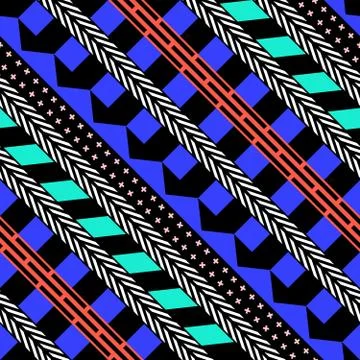 Retro color seamless pattern. Fancy abstract geometric art print. Ethnic hips Stock Illustration