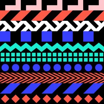 Retro color seamless pattern. Fancy abstract geometric art print. Ethnic hips Stock Illustration