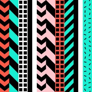 Retro color seamless pattern. Fancy abstract geometric art print. Ethnic hips Stock Illustration