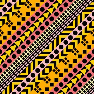 Retro color seamless pattern. Fancy abstract geometric art print. Ethnic hips Stock Illustration