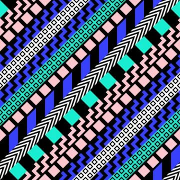 Retro color seamless pattern. Fancy abstract geometric art print. Ethnic hips Stock Illustration
