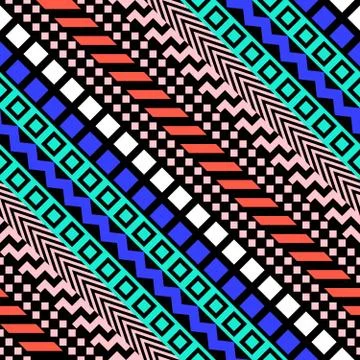Retro color seamless pattern. Fancy abstract geometric art print. Ethnic hips Illustrazione stock