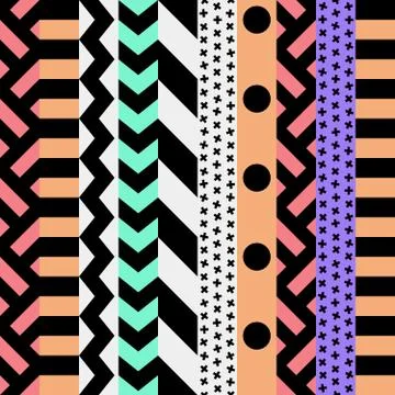 Retro color seamless pattern. Fancy abstract geometric art print. Ethnic hips イラスト素材