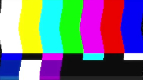 Retro color test pattern tv screen with glitch effect and static noise Stock Footage 346740354