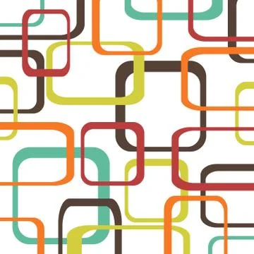 Retro color vector pattern background with squares - rounded. Illustrazione stock