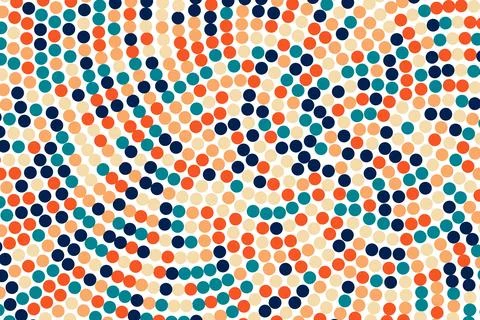 Retro colored dots in circular phyllotaxis shape creating swirl. Abstract Stockillustratie