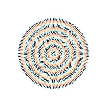 Retro colored dots in circular shape. Abstract geometric design. Colorful dotted Stock Illustration