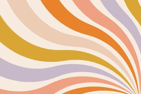 Retro colorful rays abstract texture in 60s-70s hippie style. Groovy vintage Stock Illustration