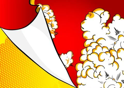 Retro comic background with turning paper corner. Rays and halftone dots, car Stock Illustration