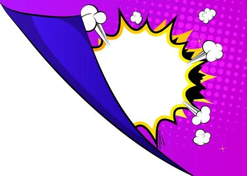 Retro comic background with turning paper corner. Rays and halftone dots, car Stock Illustration