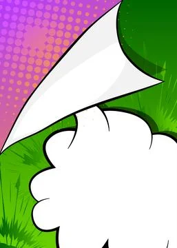 Retro comic background with turning paper corner. Rays and halftone dots, car Stock Illustration