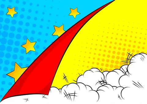 Retro comic background with turning paper corner. Rays and halftone dots, car Stock Illustration