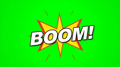 Retro Comic Book Boom Text Animation on Green Screen. Video stock 333155523