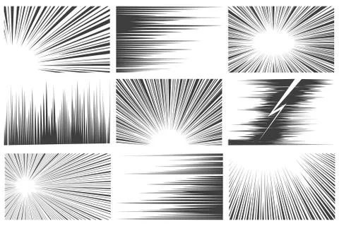Retro Comic Book Line Speed Motion Textures Set Stock Illustration