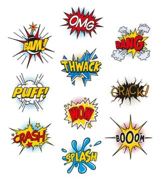 Retro Comic Book Vector Design elements, Speech and Thought Bubbles 스톡 일러스트