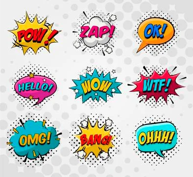 Retro comic bubble speech set Stock Illustration