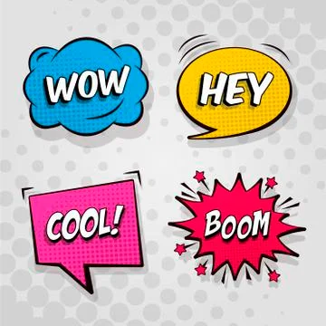 Retro comic bubble speech set Stock Illustration