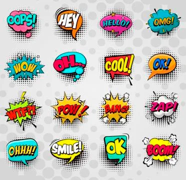 Retro comic bubble speech set Stock-Illustration