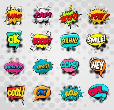Retro comic bubble speech set Stock Illustration