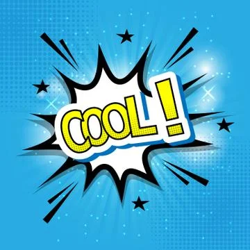 Retro comic cool text on blue background Stock Illustration