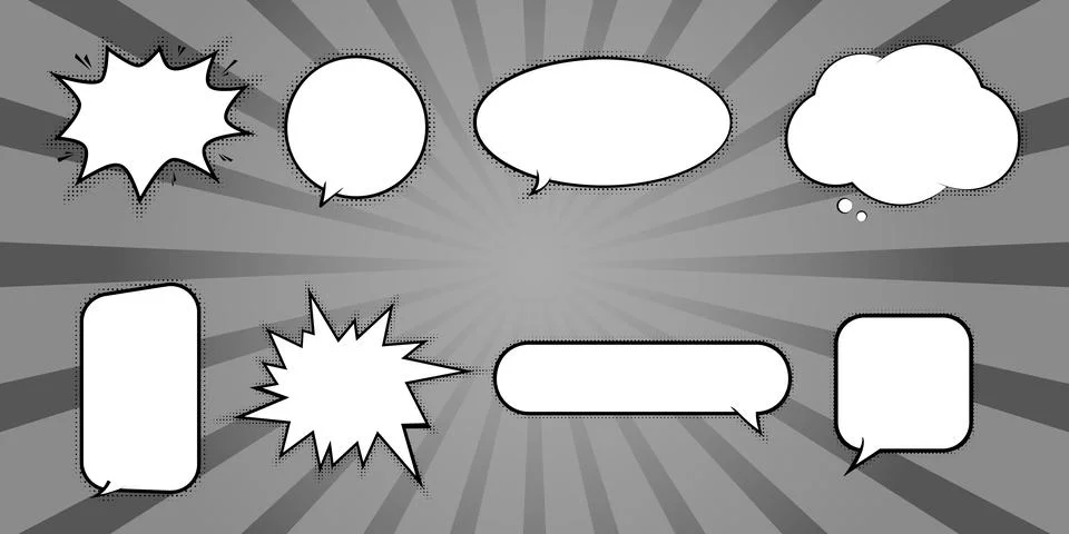 Retro Comic Empty Speech Bubble icon element Collection. Pop art style Stock Illustration