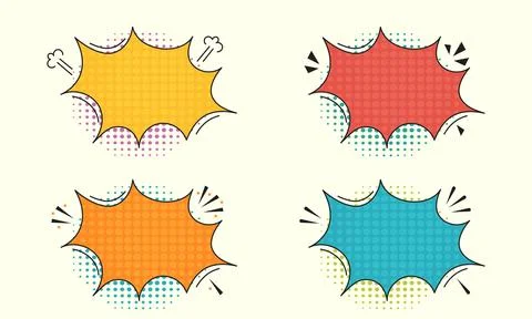 Retro comic empty speech bubbles set on colorful background. Vector cartoon Stock Illustration