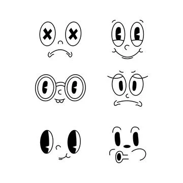 Retro comic faces character design vector Stock Illustration
