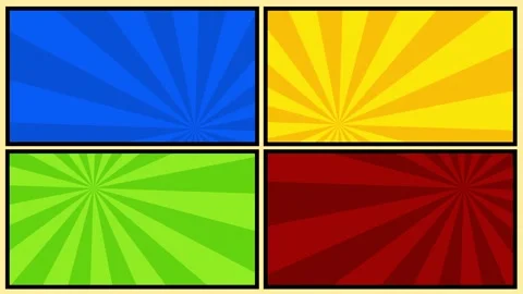 Retro Comic Four Panel Grid Sunburst Stock Footage 336837509