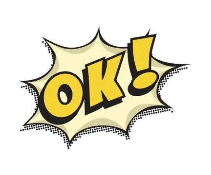 Retro comic ok speech bubble isolated on white 스톡 일러스트