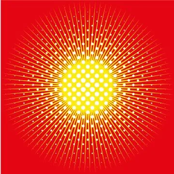 Retro comic pop background dotted halftone design and sun Stock Illustration