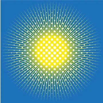 Retro comic pop background dotted halftone design and sun Stock Illustration