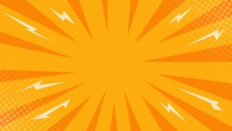 Retro comic rays Pop art style blank yellow background with dots. Vintage vec Stock Illustration