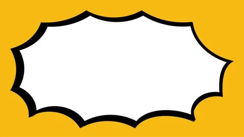 Retro comic speech bubble with a thick black outline against a yellow backg.. Stock Illustration