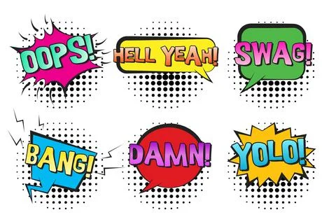 Retro comic speech bubbles with SWAG, YOLO, BANG Stock Illustration