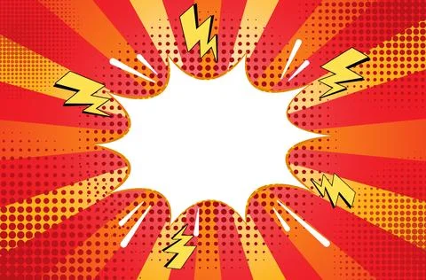 Retro Comic Style Empty Banner Border with Lightning Sign Stock Illustration