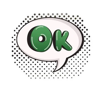 Retro Comic Style Speech Bubble with OK Message Stock Illustration