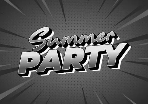 Retro comic style text reading Summer Party with dynamic radial burst backg.. Stock Illustration