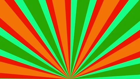 Retro Comic Sunburst Explosion Background with Green, Orange, and Red Rays Stock Footage 312416493