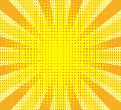 Retro comic yellow background raster gradient halftone, stock vector illustra Stock Illustration