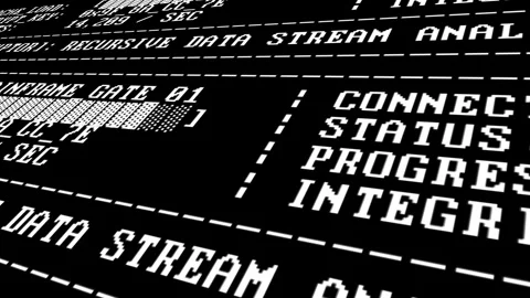 Retro Command Line Interface Terminal Scrolling Recursive Data Stream Analysis Stock-Footage 340226640