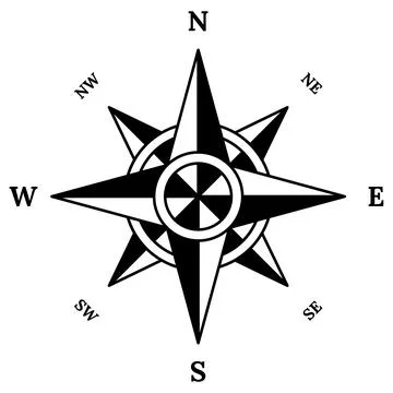 Retro compass icon. Hand drawn wind rose. Old vector design element for marine Stock Illustration