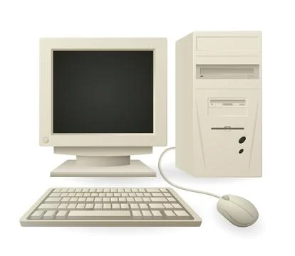 Retro computer with accessories Stock Illustration