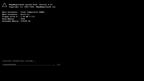 Retro computer boot screen loading text Stock Footage 346837794