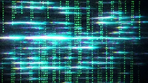 Retro Computer Code Glitch, Noise and Flickering Techno Cyberpunk Stock Footage 331572707