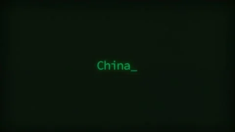 Retro Computer Coding Text Animation Typing China, CRT Monitor Style Stock Footage 229878849
