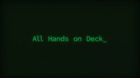 Retro Computer Coding Text Animation Typing All Hands on Deck, CRT Monitor .. Stock Footage 230167503