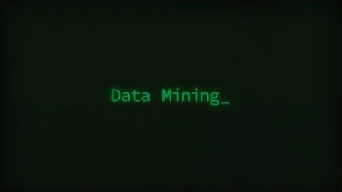 Retro Computer Coding Text Animation Typing Data Mining, CRT Monitor Style Stock Footage 230471728