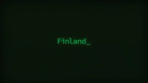 Retro Computer Coding Text Animation Typing Finland, CRT Monitor Style Stock Footage 230926009