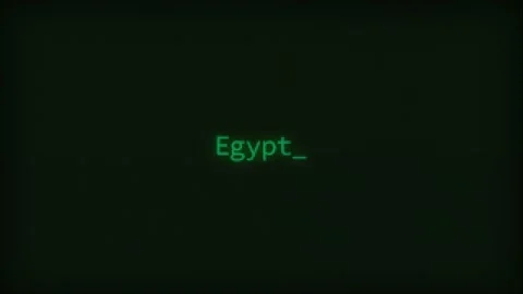 Retro Computer Coding Text Animation Typing Egypt, CRT Monitor Style Stock Footage 231081344