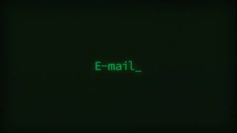 Retro Computer Coding Text Animation Typing Email, CRT Monitor Style Stock Footage 231256139